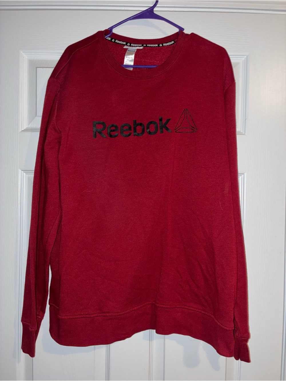 Reebok Men’s Crewneck Sweatshirt - Deep Burgundy with Black Logo
